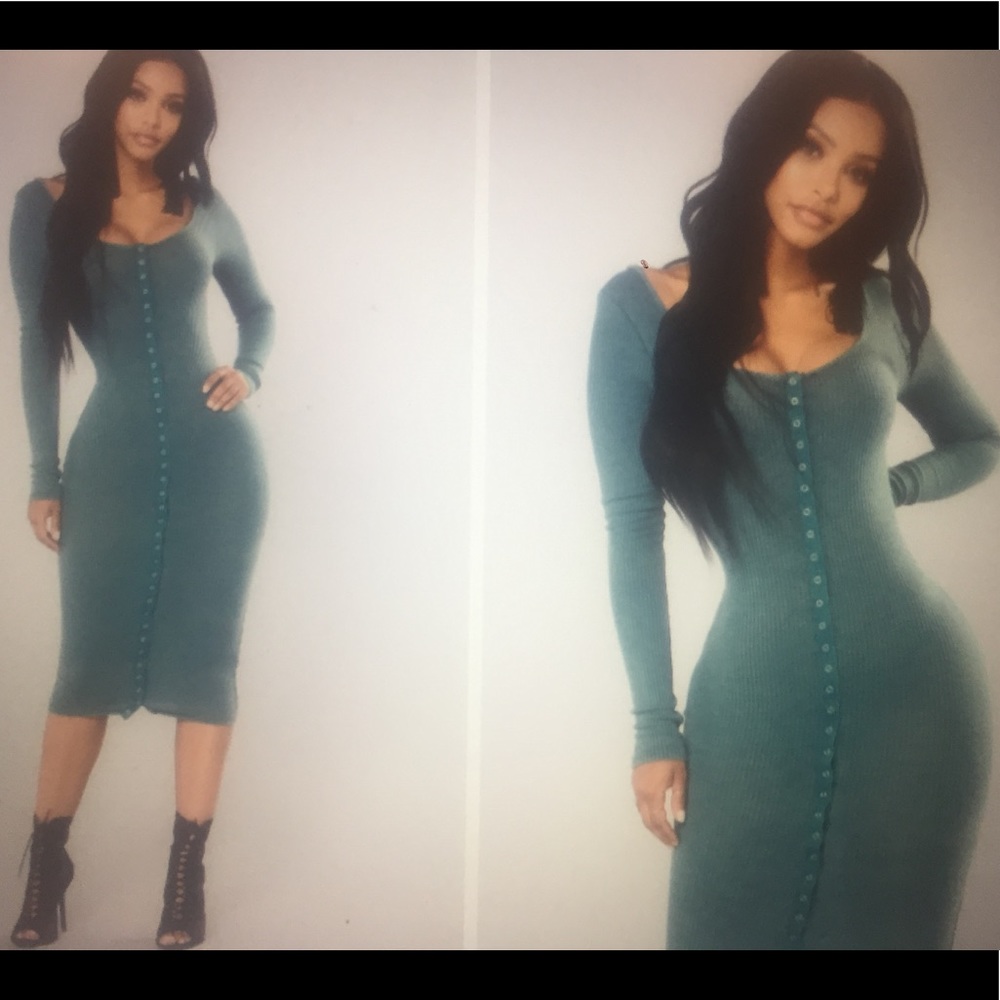 Turquoise long sleeve dress